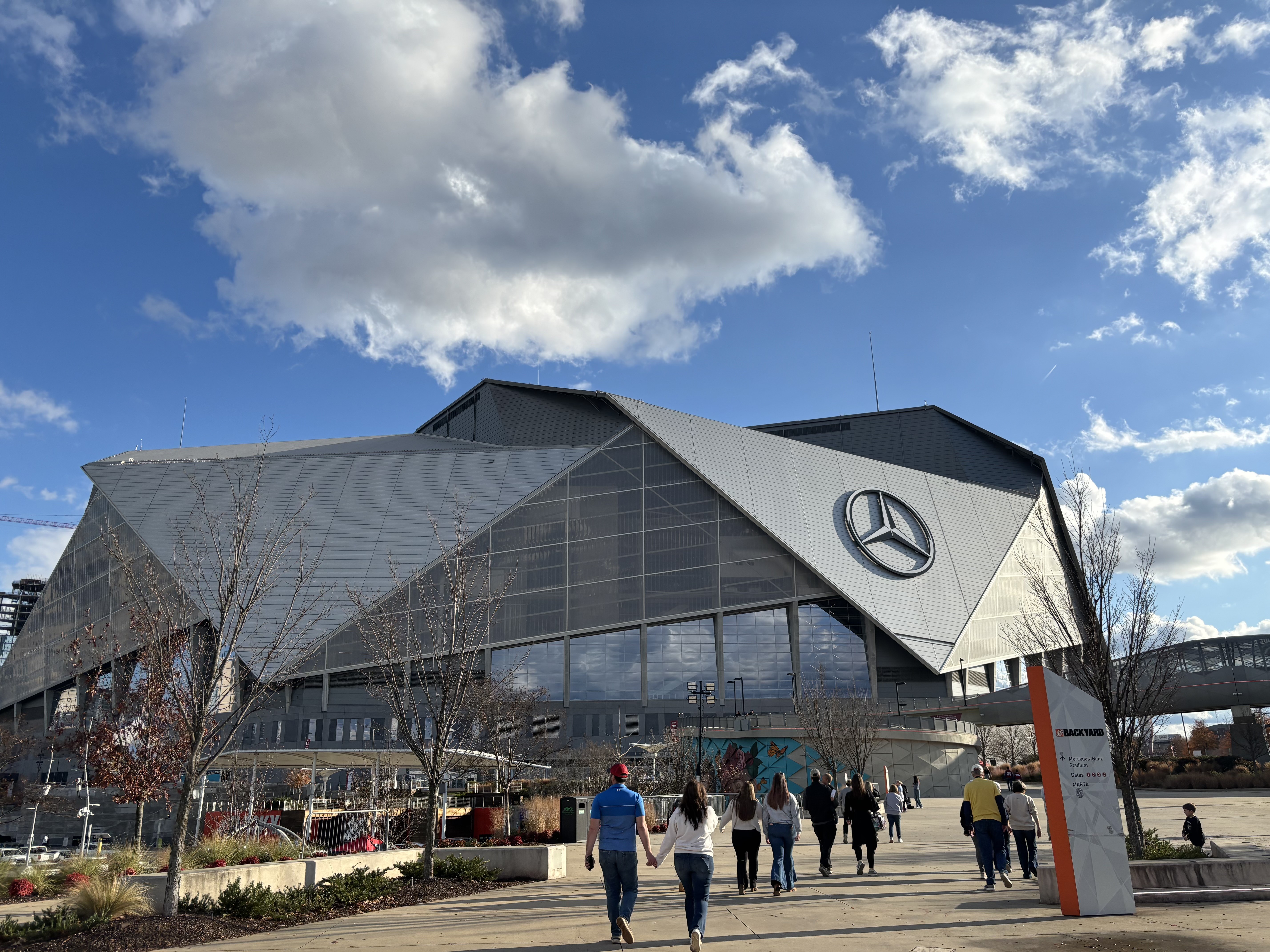 Current photograph of Mercedes-Benz Stadium in Atlanta.