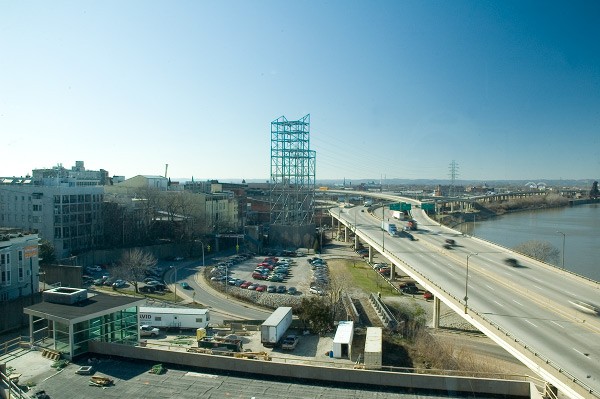 Current photograph of Museum Plaza in Louisville.