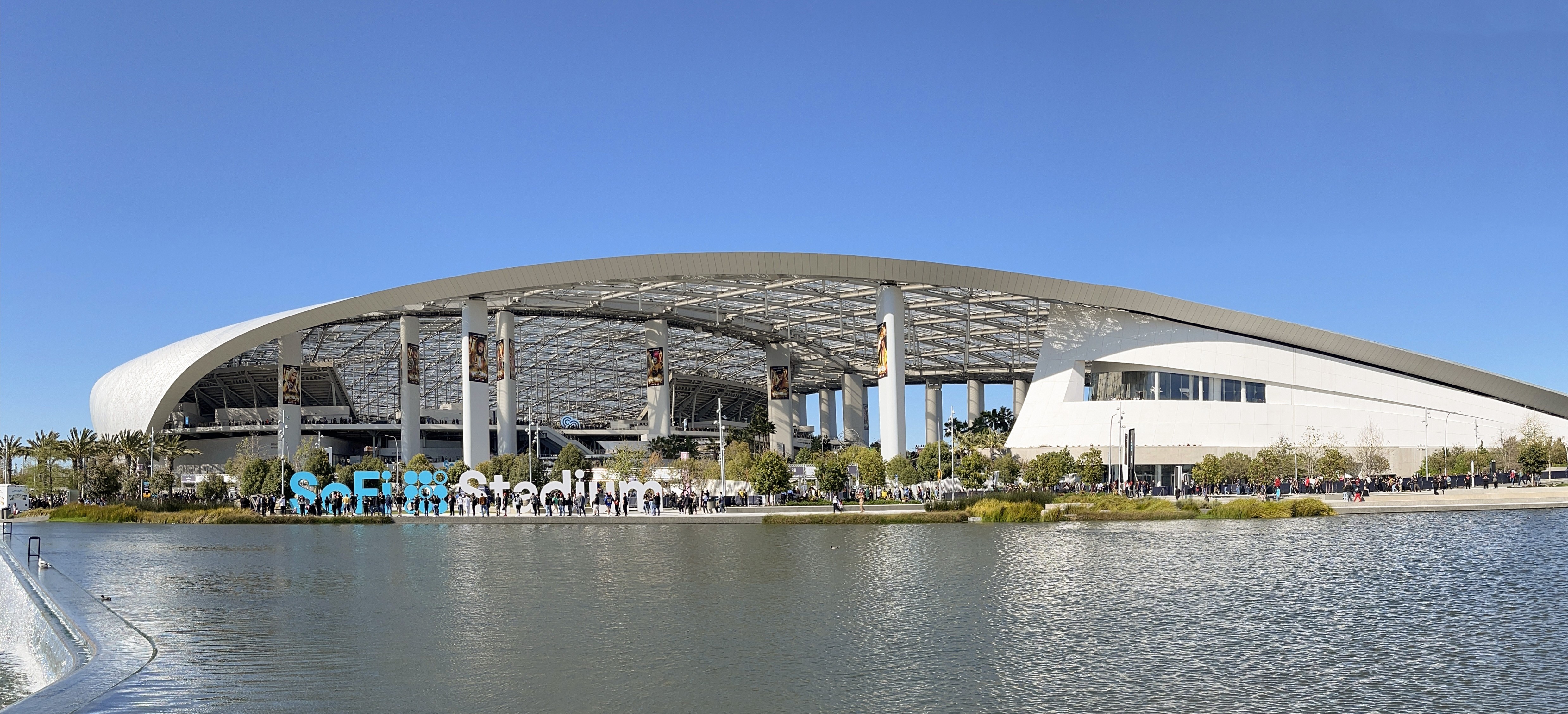 Current photograph of SoFi Stadium in Inglewood.